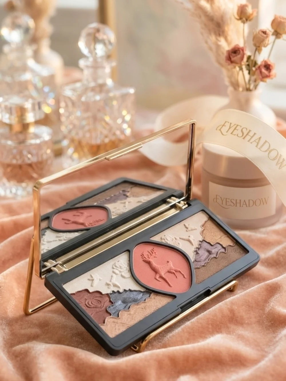 Luxury Teal and Gold NIB 7-Piece Makeup Set: Peacock Eyeshadow, BB Cream